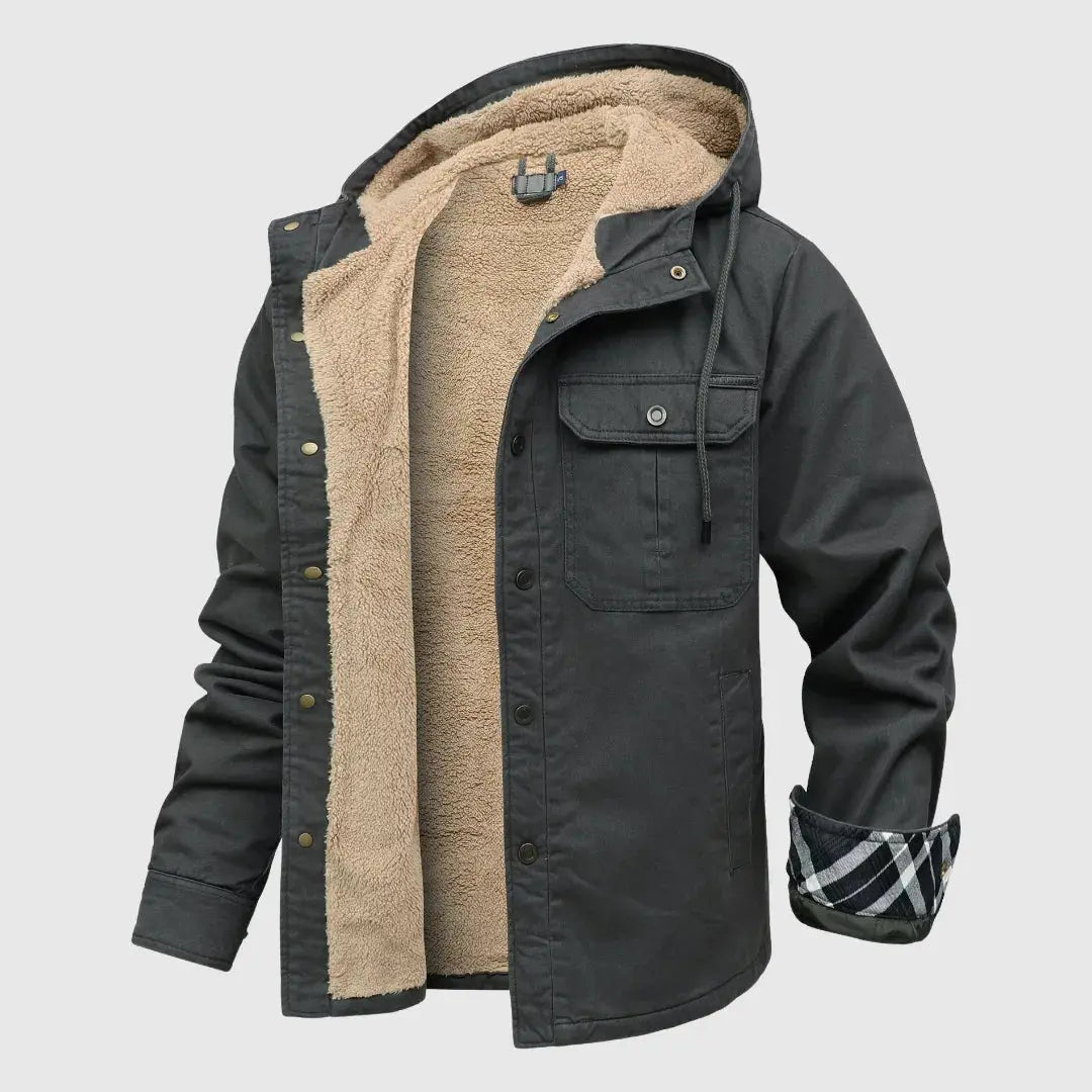 Warm Fleece Lined Hooded Shirt Jacket