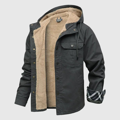 Warm Fleece Lined Hooded Shirt Jacket