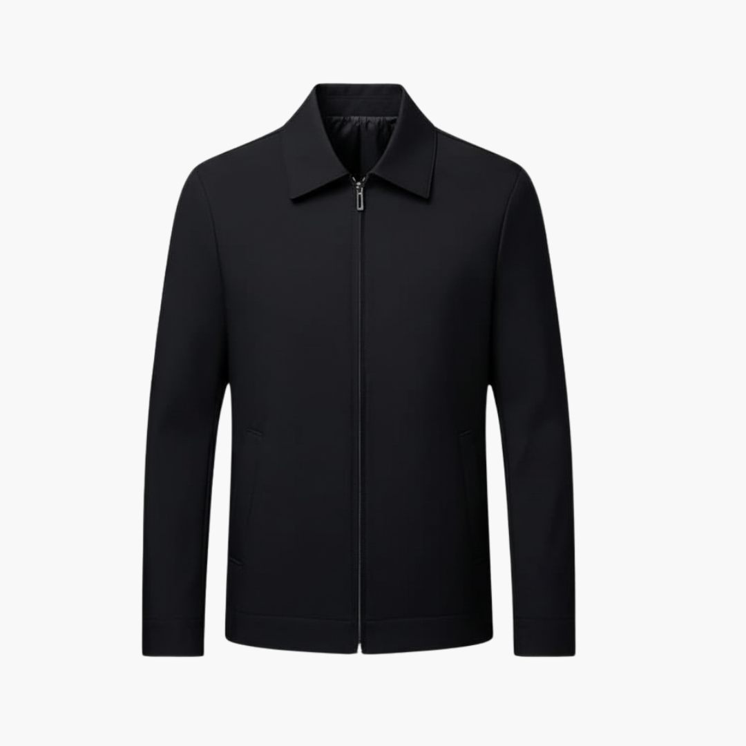 Men's Fitted Zip Up Leather Jacket - Olytrend