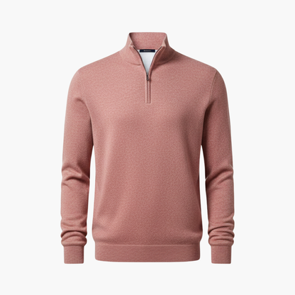 Men's Zip Up Crew Neck Textured Sweater - Olytrend