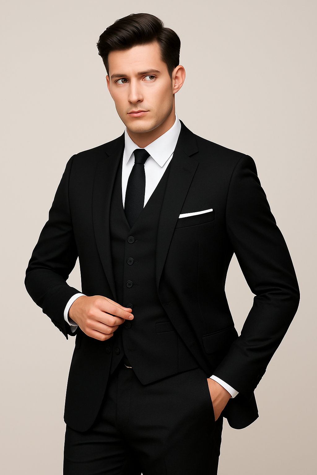 Classic Single Breasted Men's 3-Piece Suit