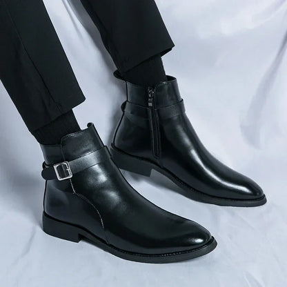 Smart Mens Leather Ankle Boots