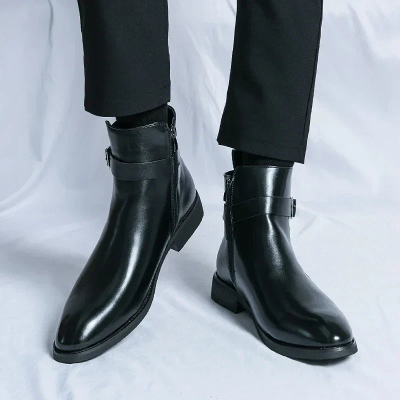 Smart Mens Leather Ankle Boots