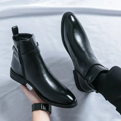 Smart Mens Leather Ankle Boots