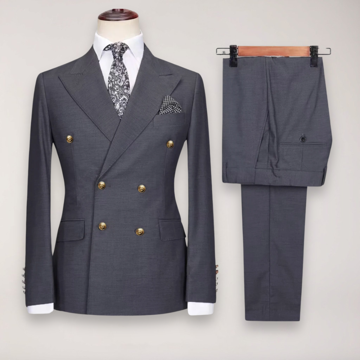 Classic Men's 2-Piece Suit | Luxury Gold Buttons