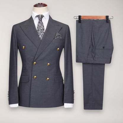 Classic Men's 2-Piece Suit | Luxury Gold Buttons