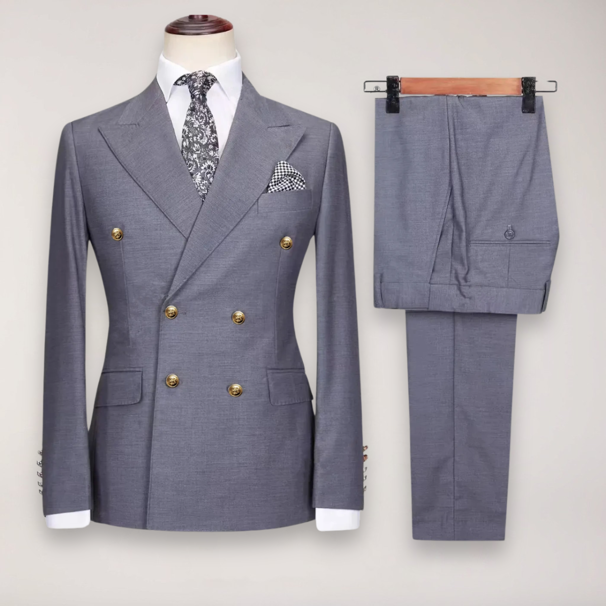Classic Men's 2-Piece Suit | Luxury Gold Buttons