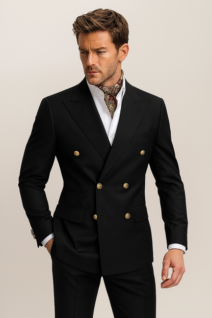Classic Men's 2-Piece Suit | Luxury Gold Buttons