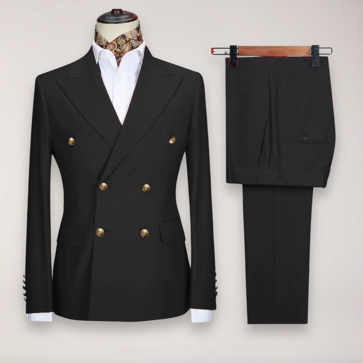Classic Men's 2-Piece Suit | Luxury Gold Buttons
