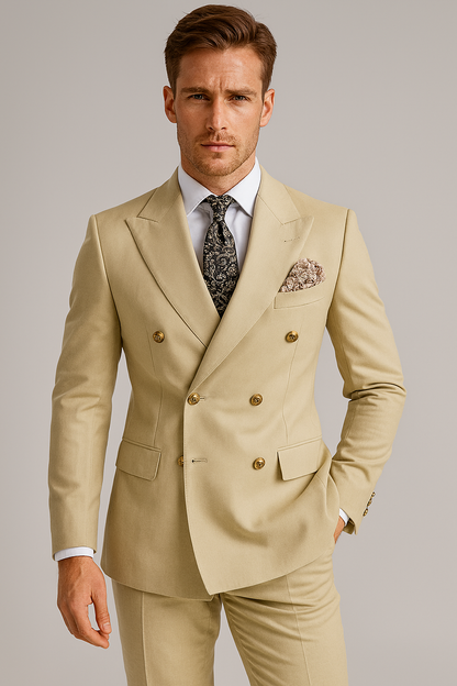 Classic Men's 2-Piece Suit | Luxury Gold Buttons
