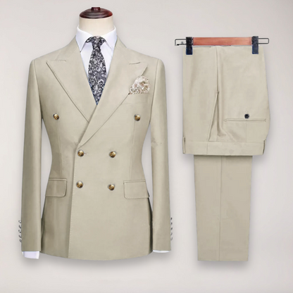 Classic Men's 2-Piece Suit | Luxury Gold Buttons