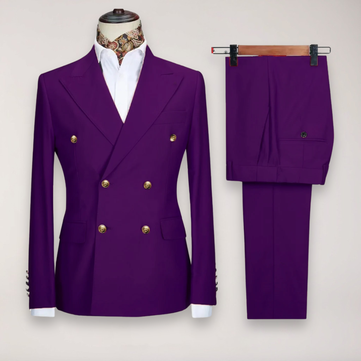 Classic Men's 2-Piece Suit | Luxury Gold Buttons
