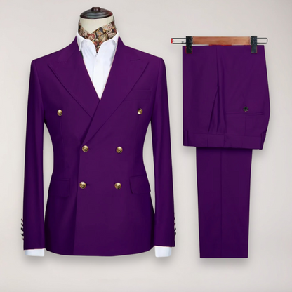 Classic Men's 2-Piece Suit | Luxury Gold Buttons