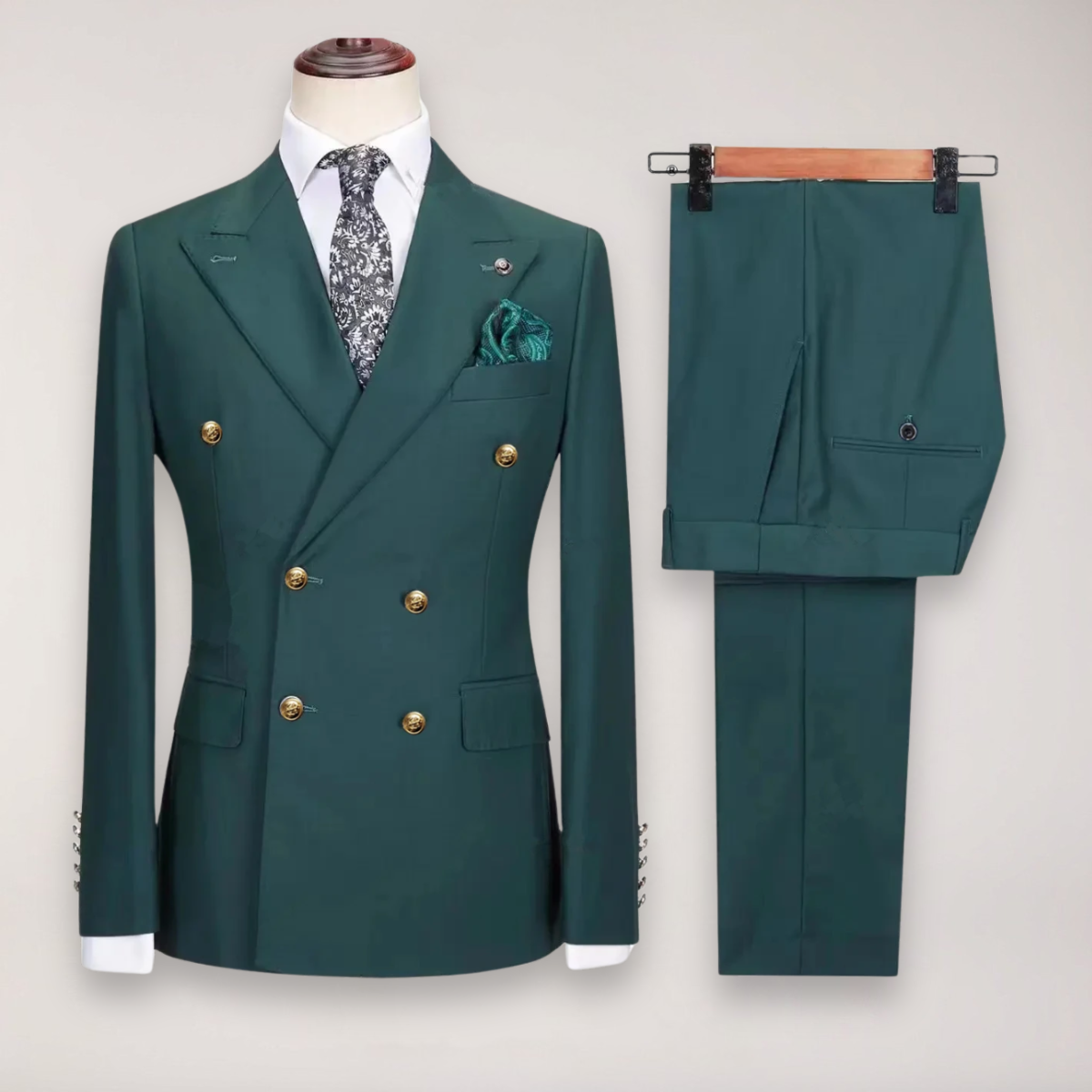 Classic Men's 2-Piece Suit | Luxury Gold Buttons