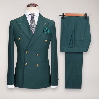 Classic Men's 2-Piece Suit | Luxury Gold Buttons