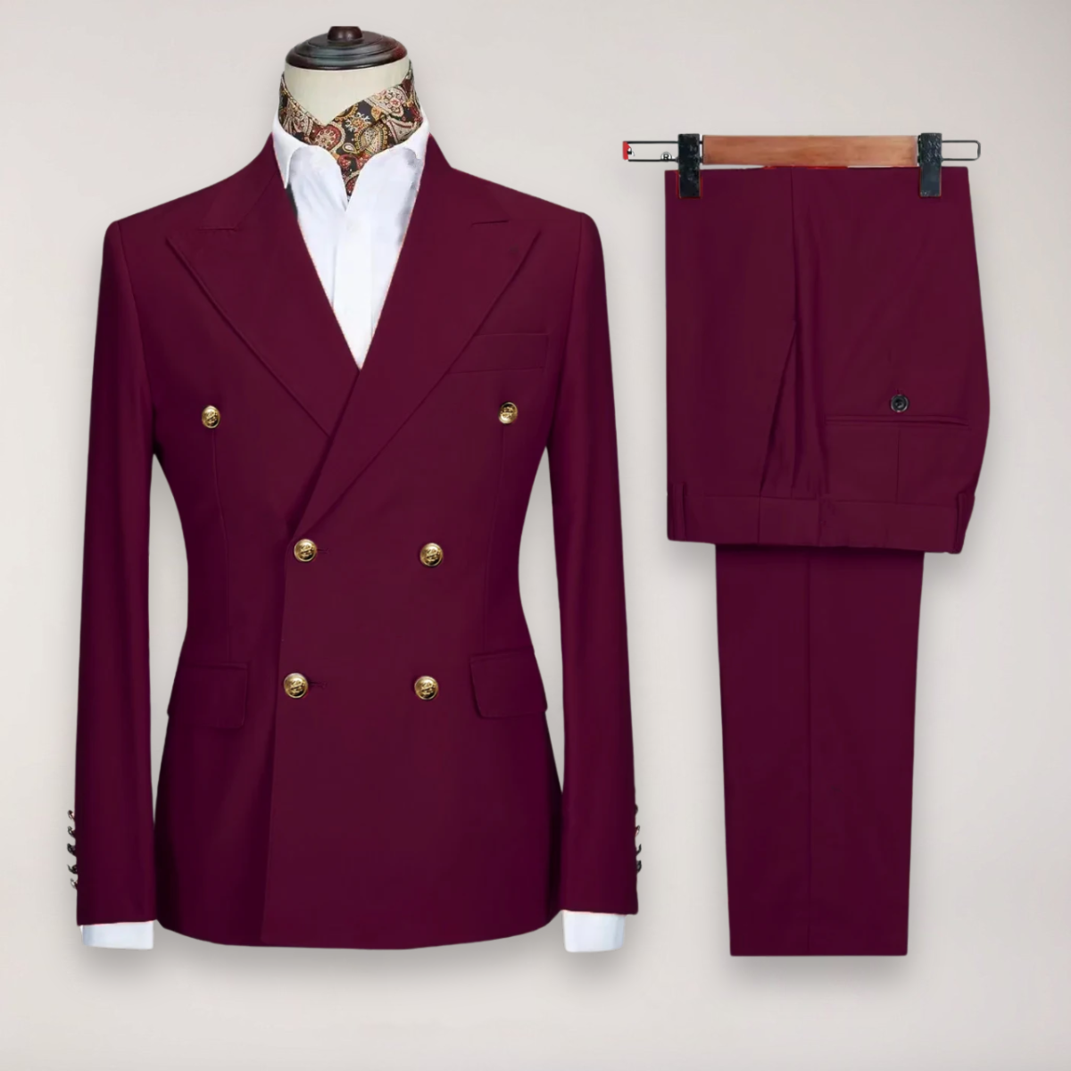 Classic Men's 2-Piece Suit | Luxury Gold Buttons