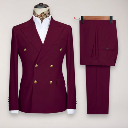 Classic Men's 2-Piece Suit | Luxury Gold Buttons