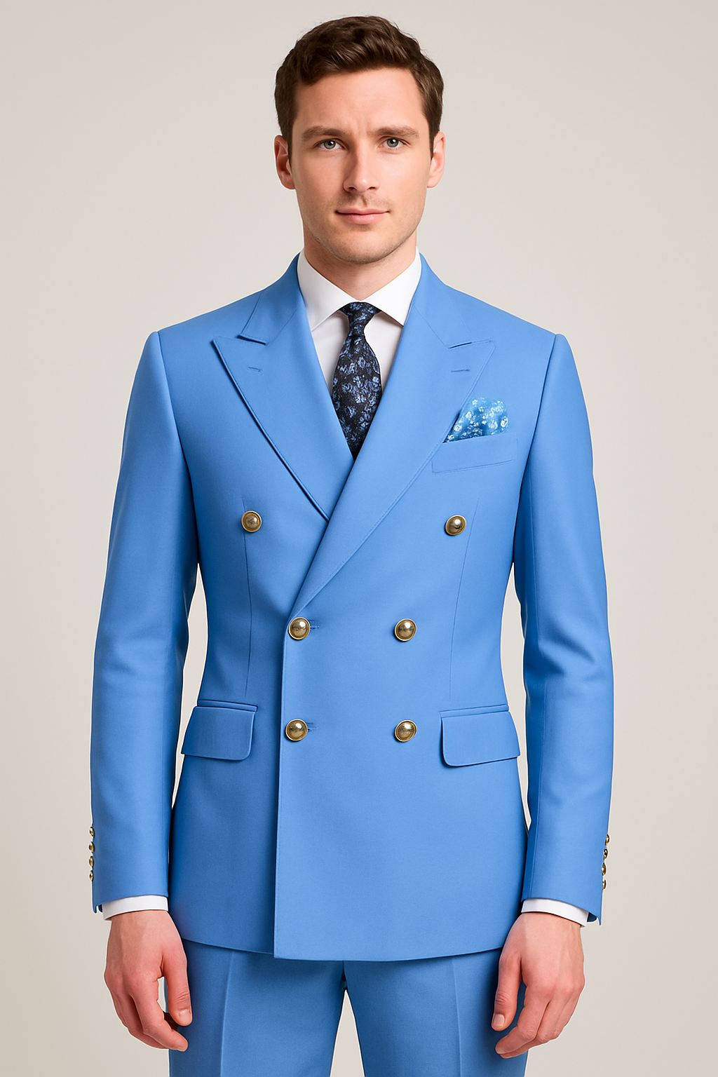 Classic Men's 2-Piece Suit | Luxury Gold Buttons - Nocini
