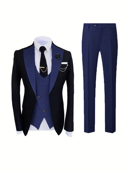 Slim Fit Black Tuxedo Suit with Contrast Lapel