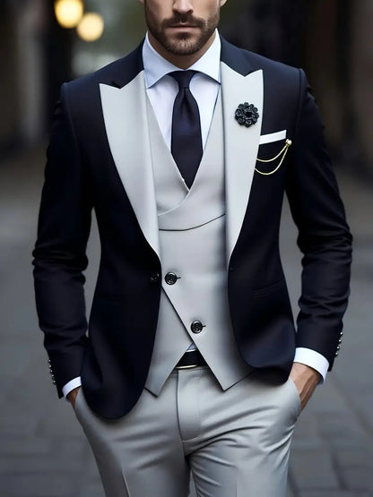 Slim Fit Black Tuxedo Suit with Contrast Lapel