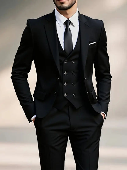 Slim Fit Black Tuxedo Suit with Contrast Lapel