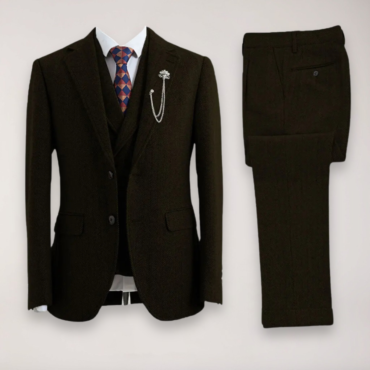 Slim Fit Mens 3 Piece Suit Jacket Trousers Vest