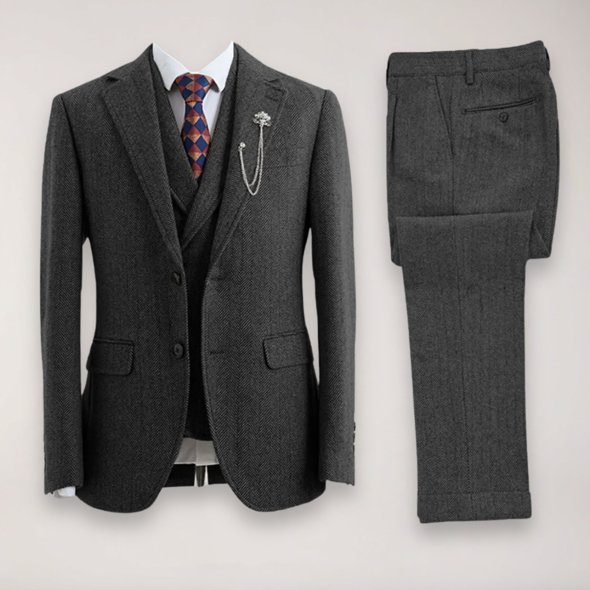 Slim Fit Mens 3 Piece Suit Jacket Trousers Vest