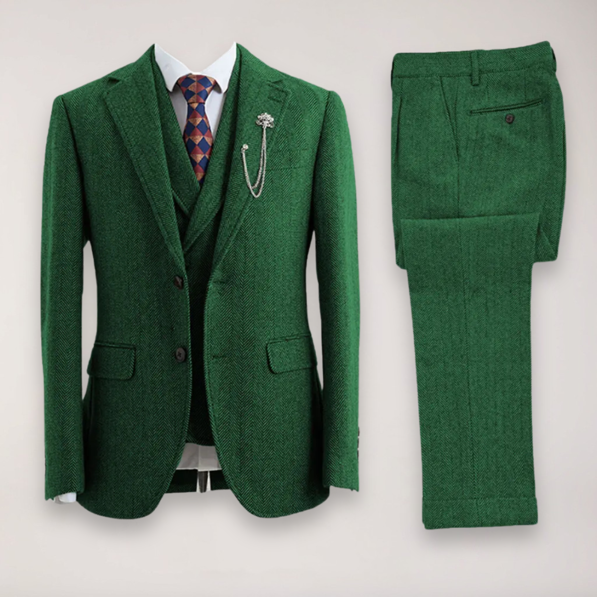 Slim Fit Mens 3 Piece Suit Jacket Trousers Vest