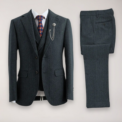 Slim Fit Mens 3 Piece Suit Jacket Trousers Vest - Nocini