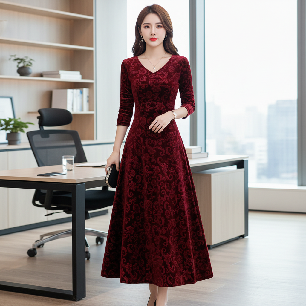 Casual V-Neck Knee Length Dress - Pexav
