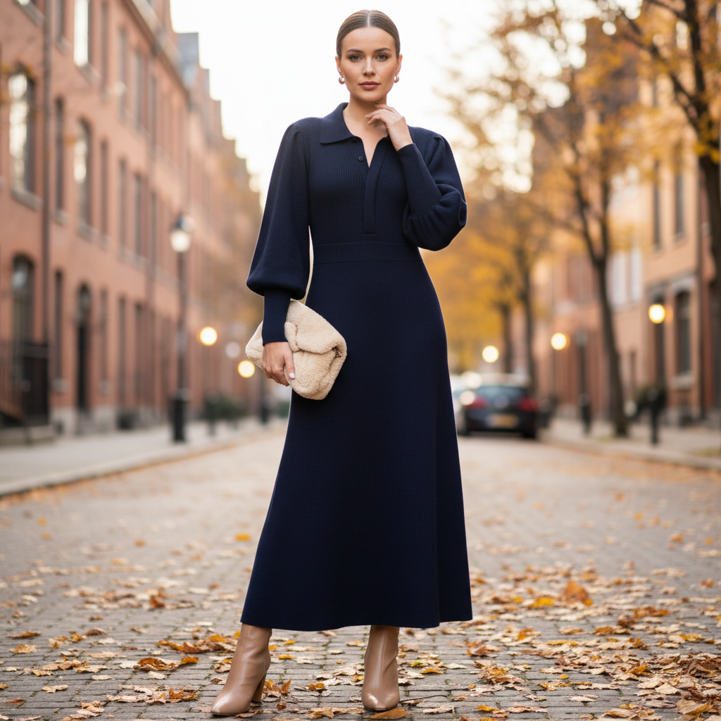 Knee Length Casual Ines Dress - Pexav