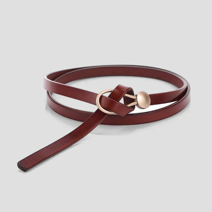 Slim Synthetic Leather Ribbon Belt