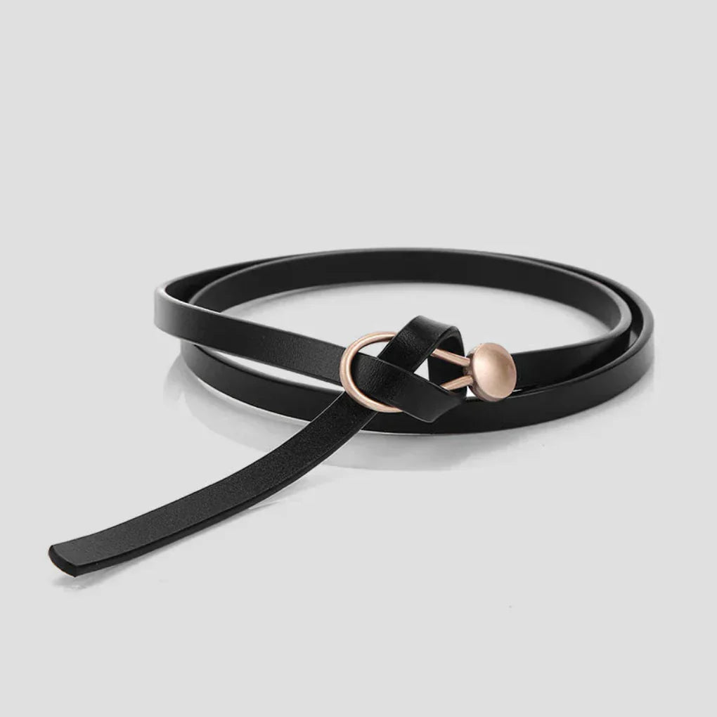 Slim Fake Leather Ribbon Waist Belt - Olytrend