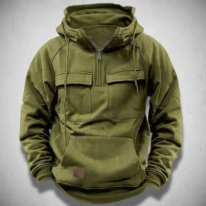Casual Loose Fit Quarter Zip Pullover Hoodie - Nocini