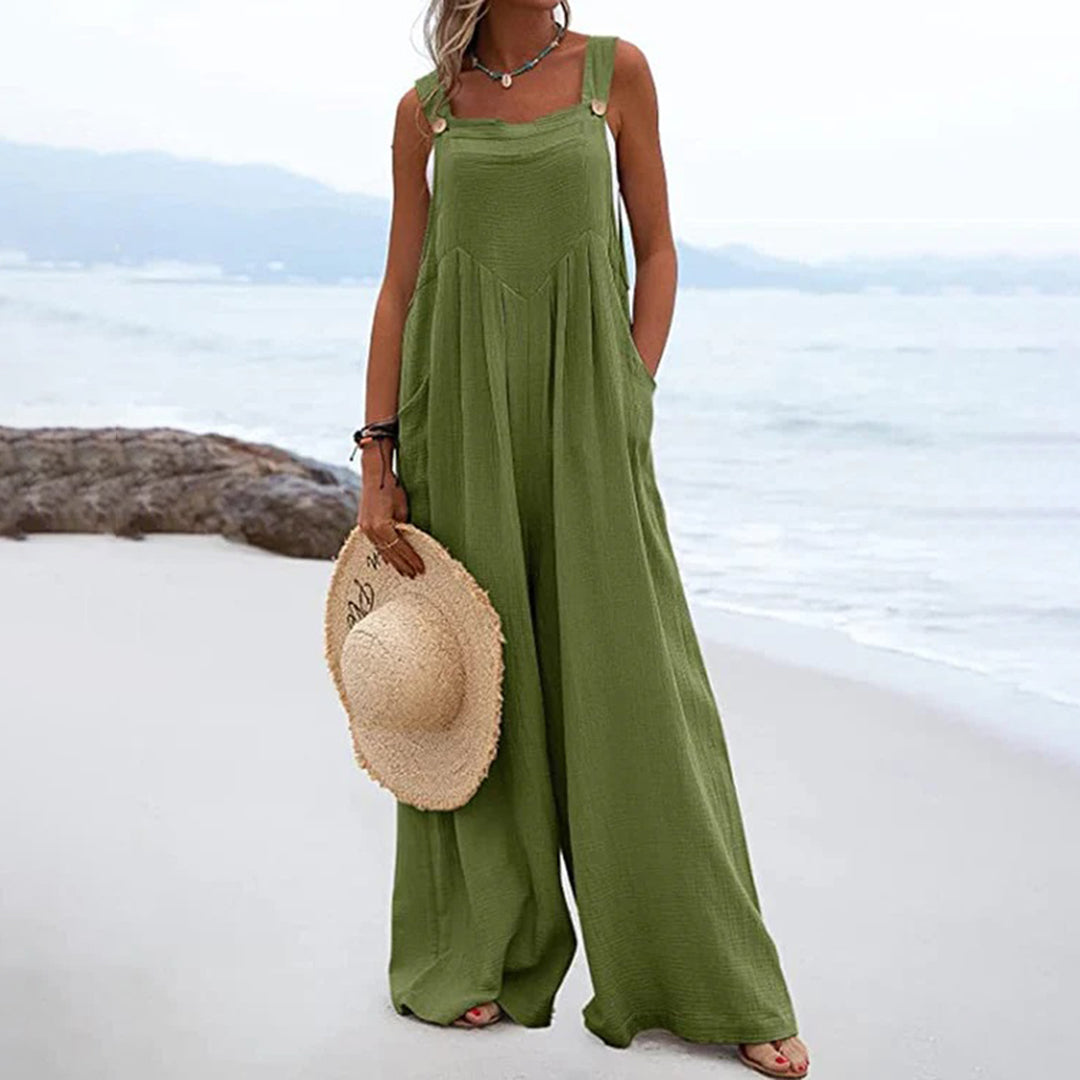 Loose Fit Women's Jumpsuit with Adjustable Straps