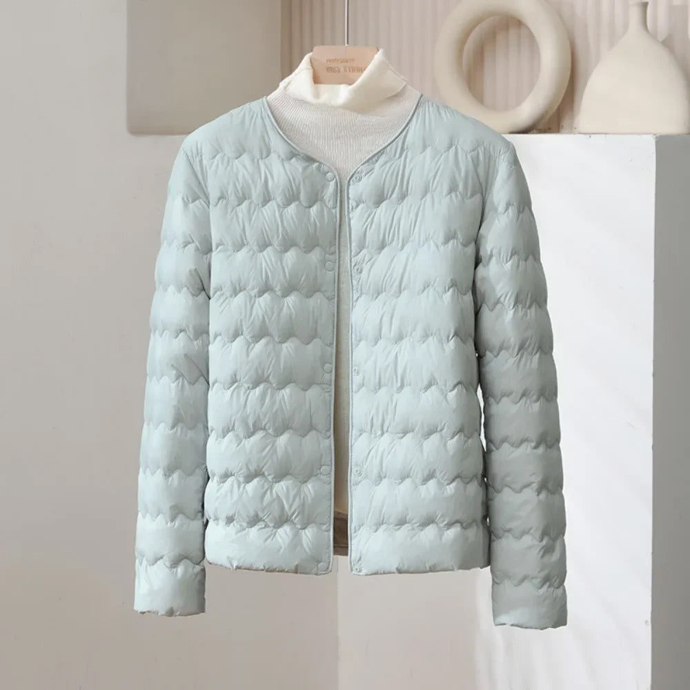 Warm Padded Down Coat | Classic Button Front Jacket