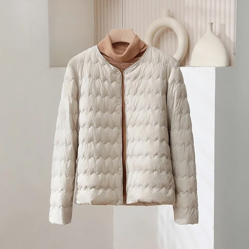 Warm Padded Down Coat | Classic Button Front Jacket - Nocini