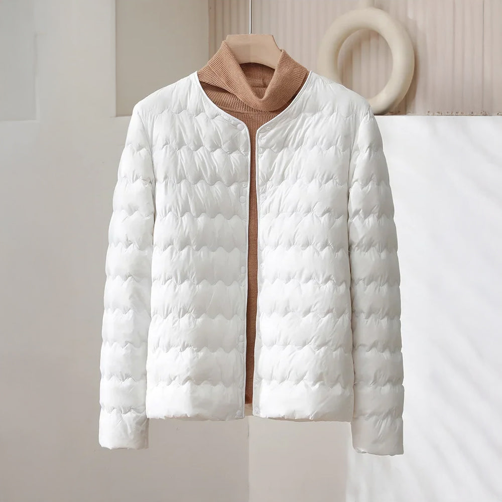 Warm Padded Down Coat | Classic Button Front Jacket
