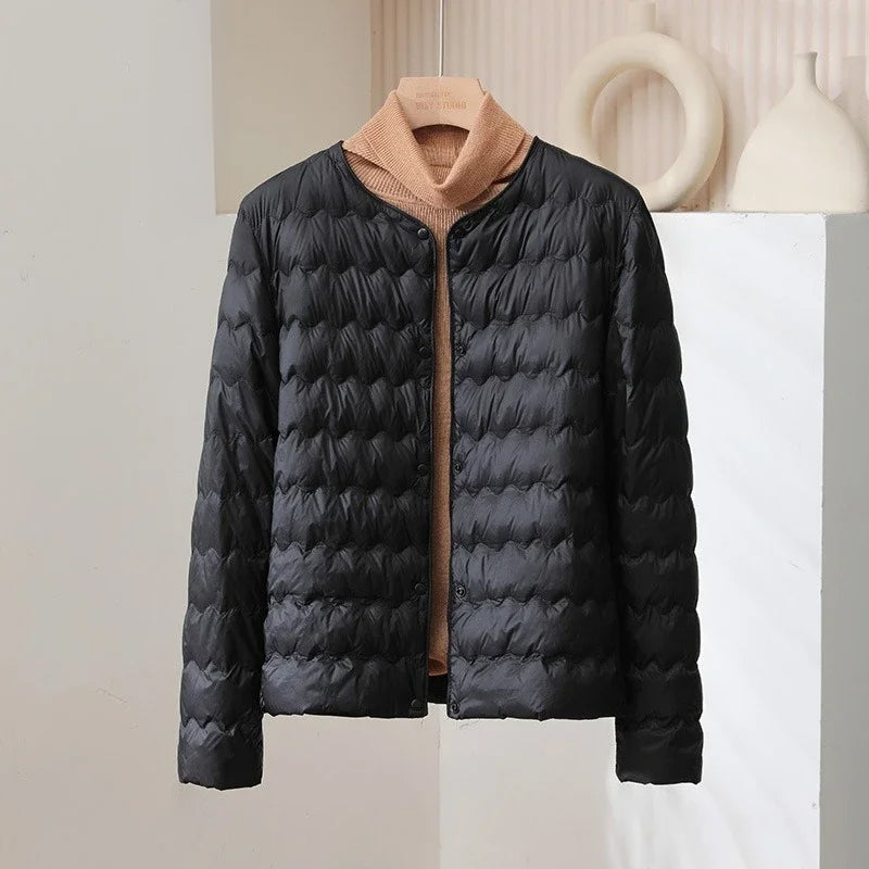 Warm Padded Down Coat | Classic Button Front Jacket