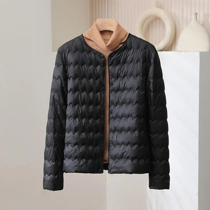 Warm Padded Down Coat | Classic Button Front Jacket