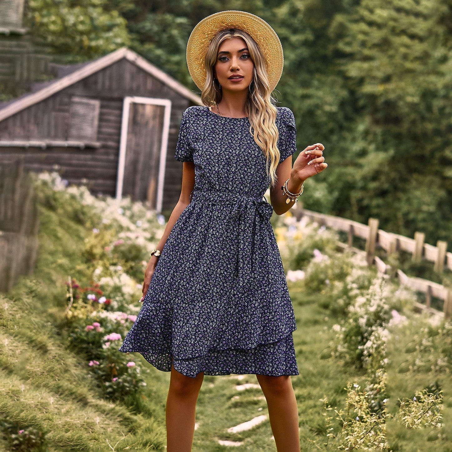 Flattering A-Line Knee Length Dress for Women - Nocini