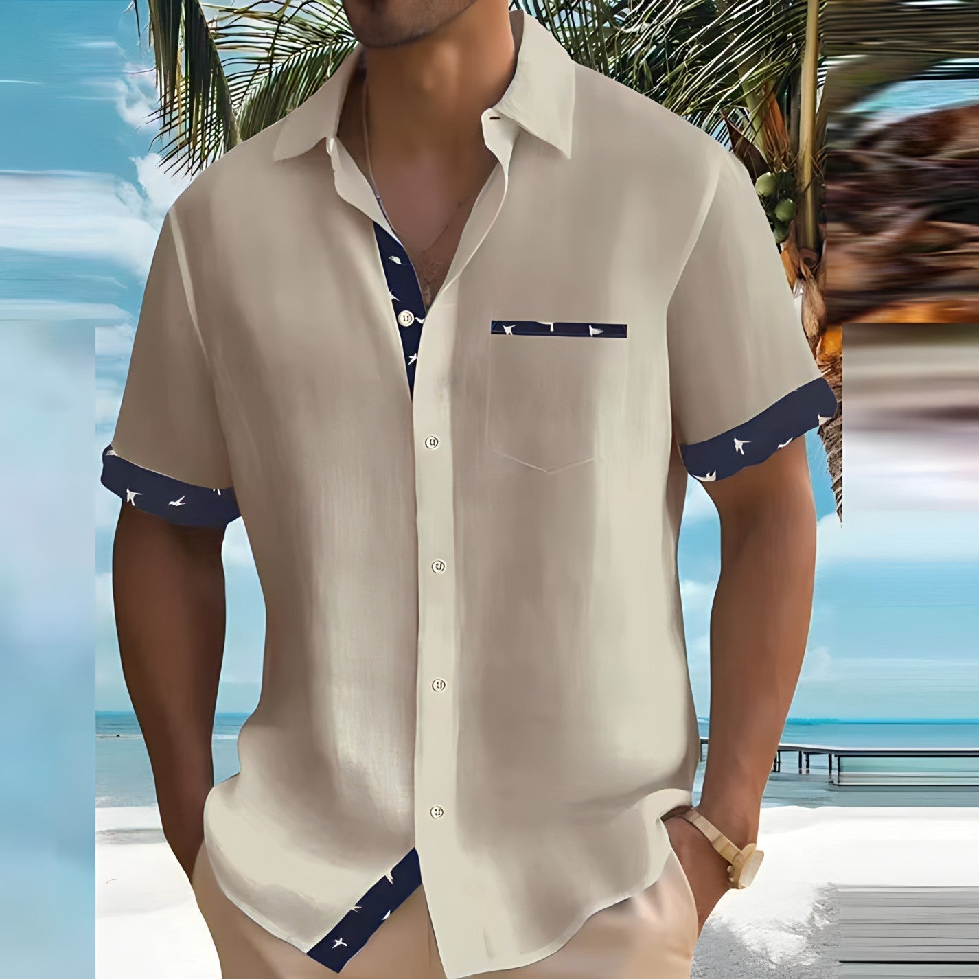 Classic Men's Lightweight Summer Dress Shirt - Nocini