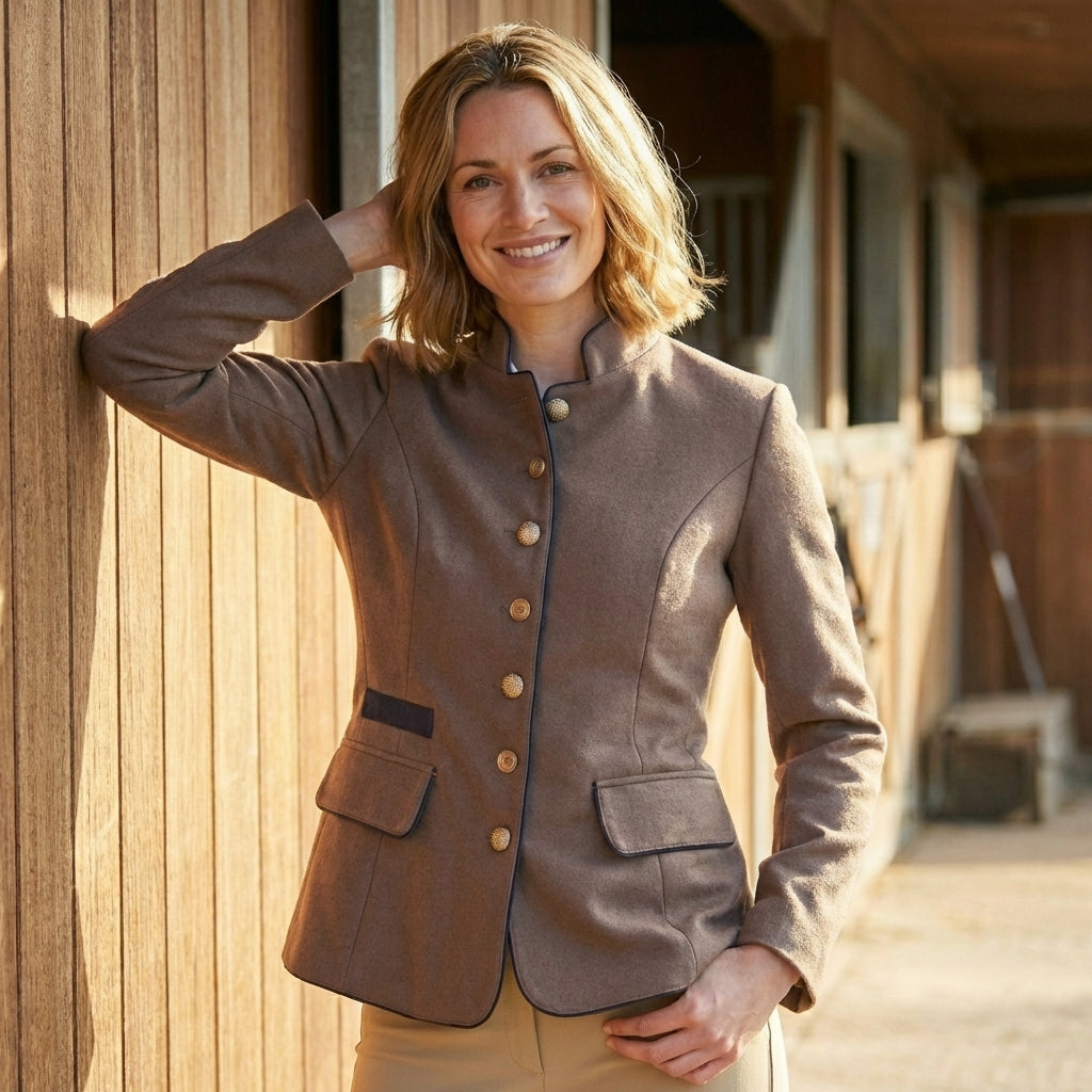 Fitted Blazer with Notch Collar and Two Tone Detail