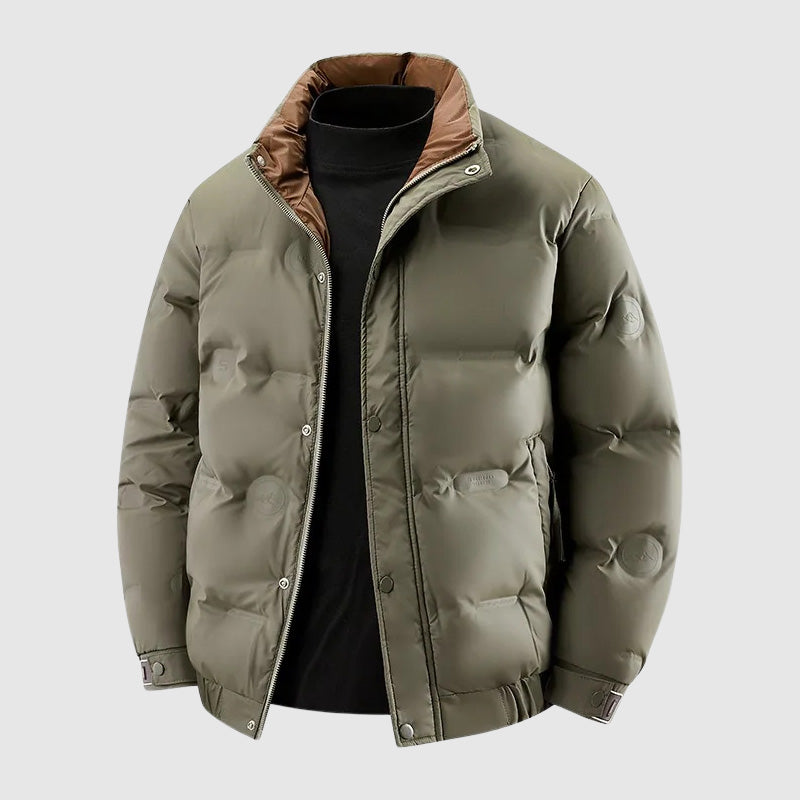 Casual Quilted Puffer Coat with Snap Buttons - Nocini