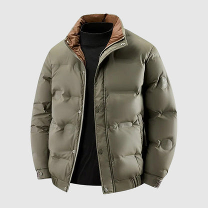 Casual Quilted Puffer Coat with Snap Buttons - Nocini