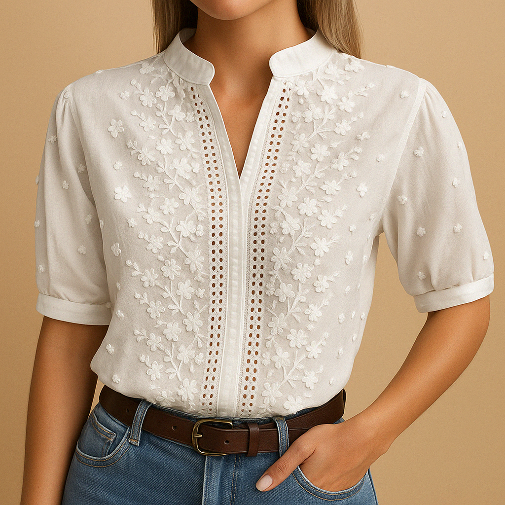 Chic Ladies White Cotton Blouse