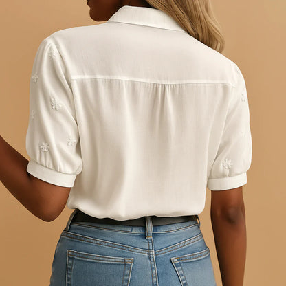 Classic Lace Trimmed White Shirt