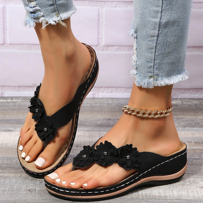 Elegant Flower Decorated Flip Flop Sandals - Nocini
