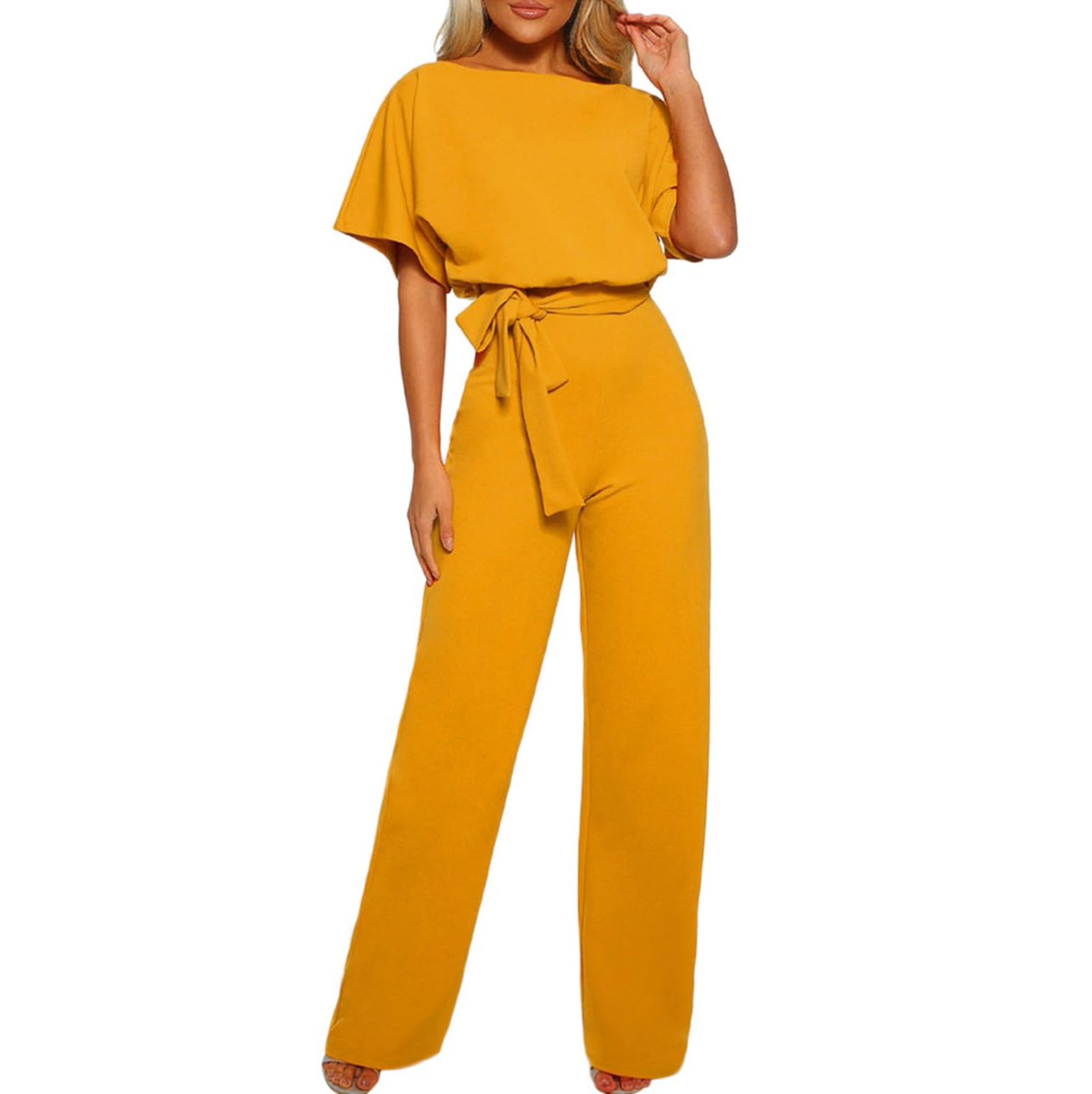Relaxed Fit Off Shoulder Wide Leg Jumpsuit for Women