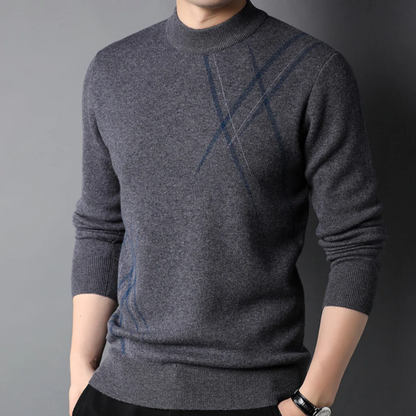 Classic Fit Men's Wool Sweater with Ribbed Trim